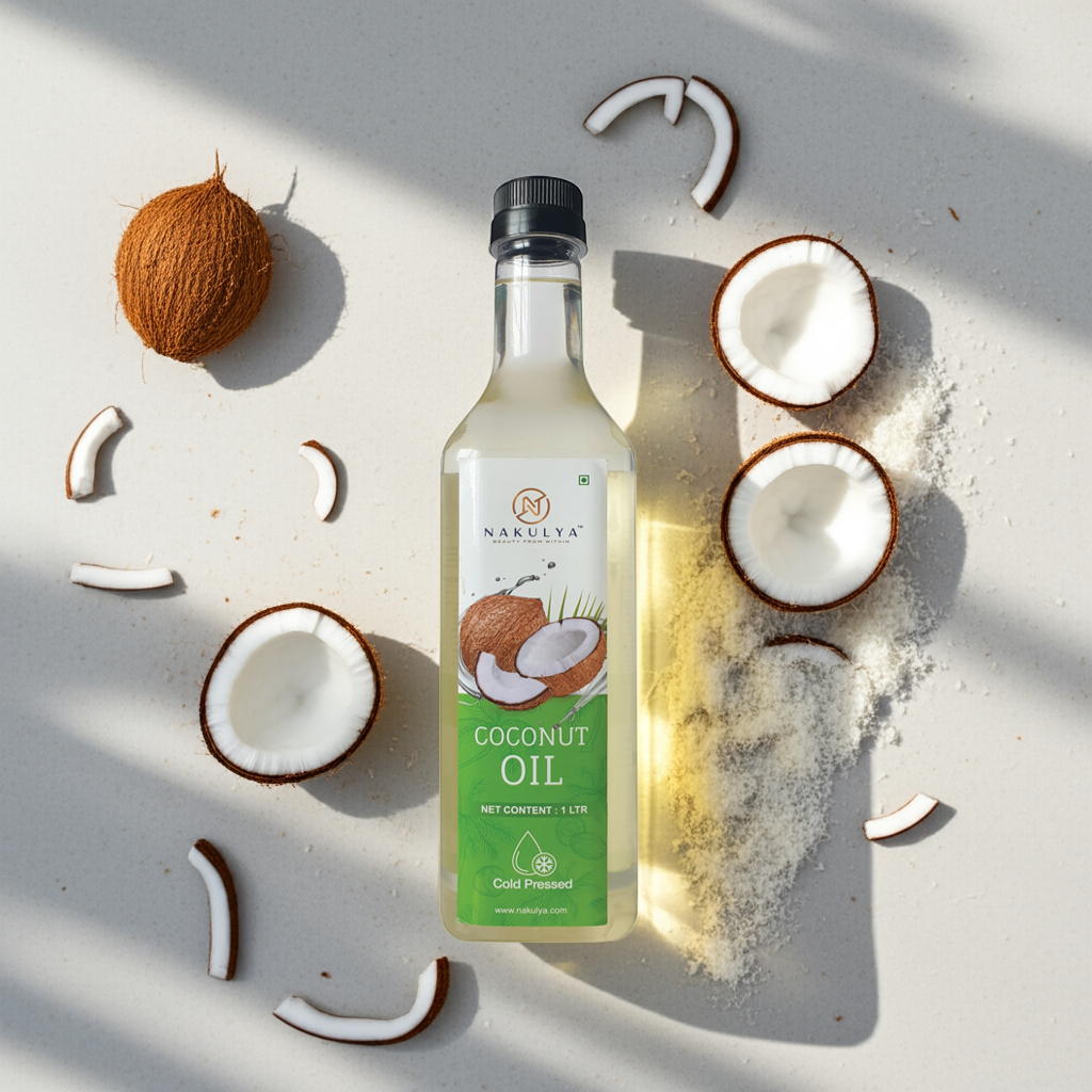 Nakulya cold pressed coconut oil bottle