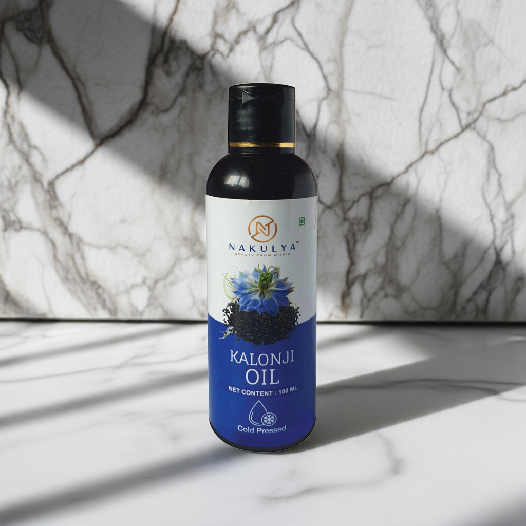 Nakulya cold pressed kalonji oil bottle