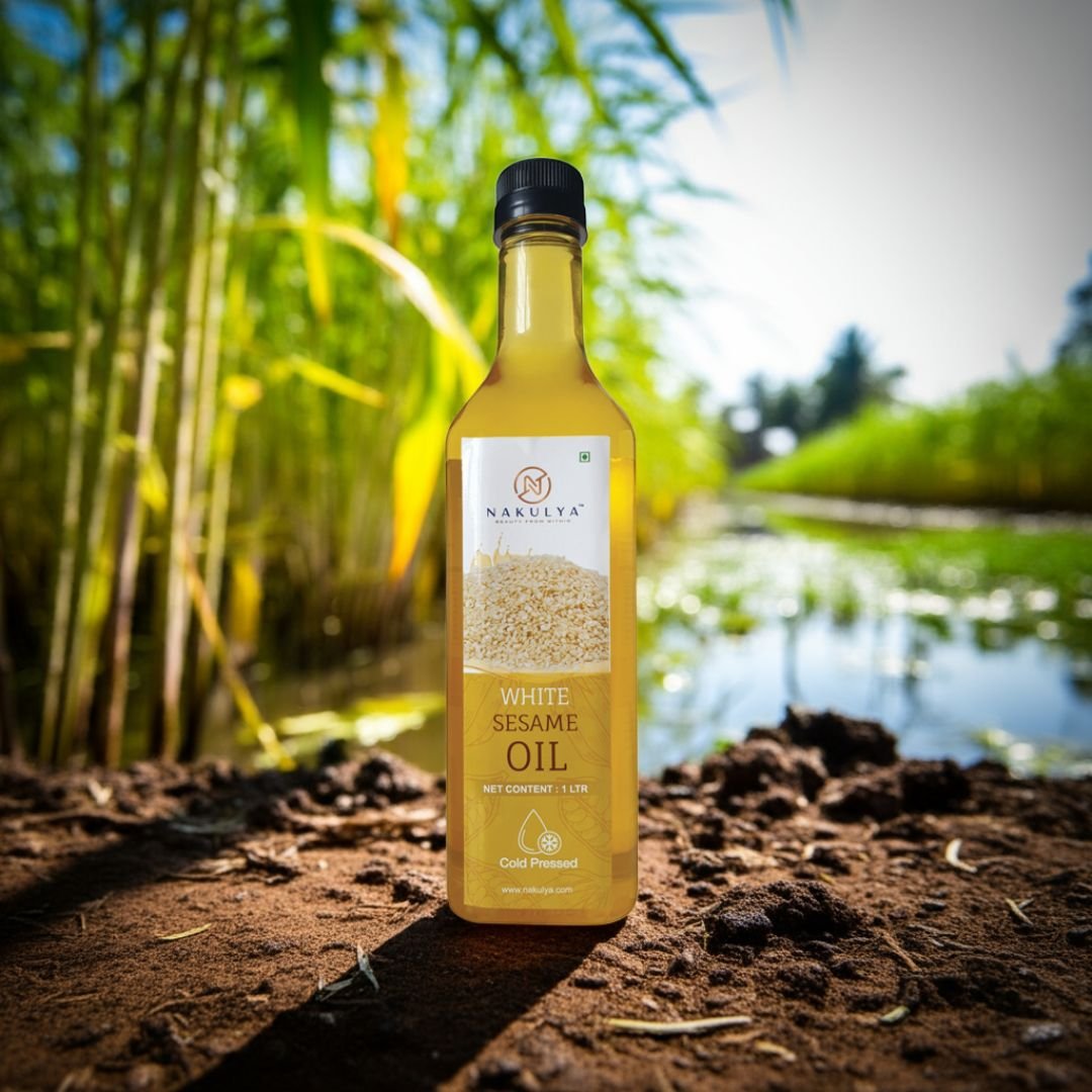 Nakulya cold pressed sesame oil bottle