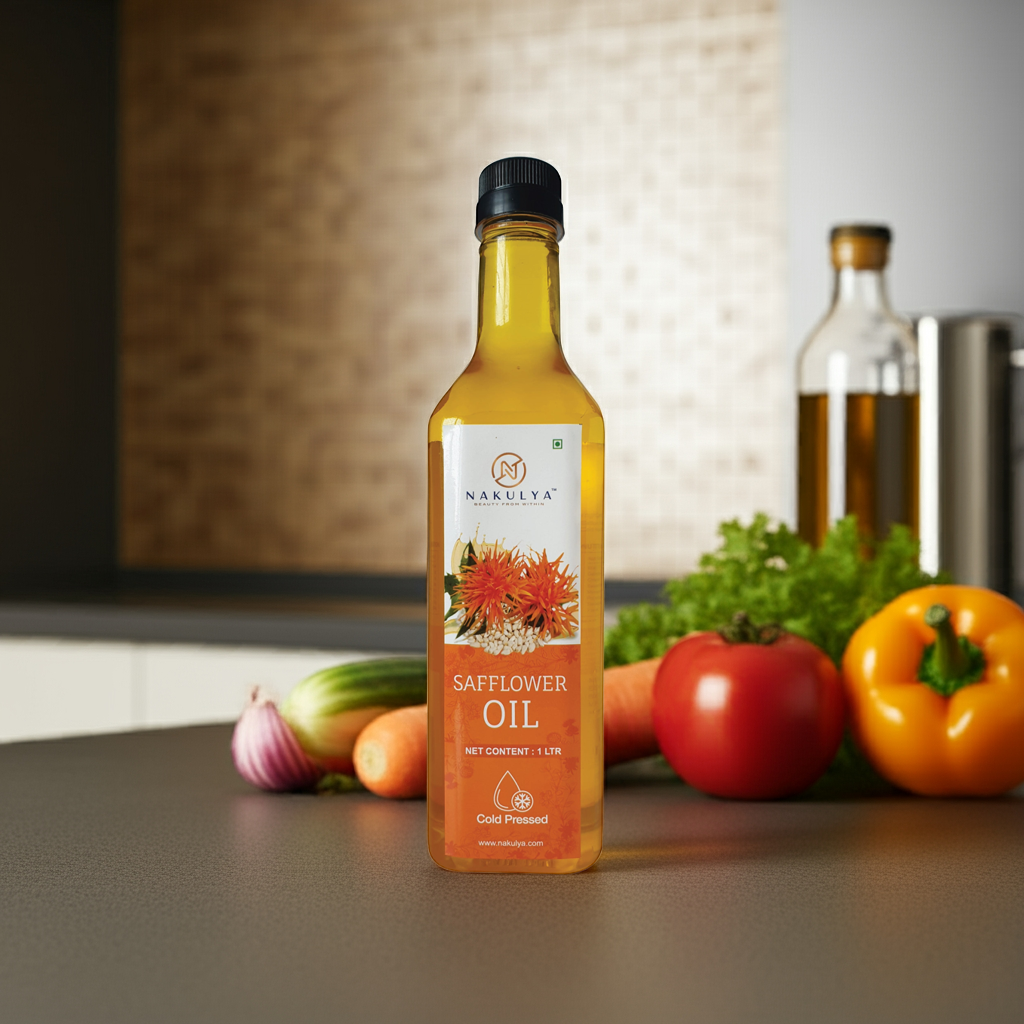 Nakulya cold pressed safflower oil bottle