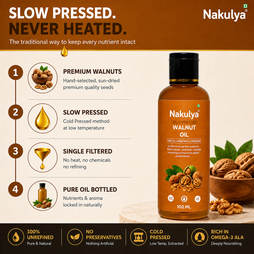 Nakulya Cold Pressed Walnut Oil, 100 ml, 100% Pure, Natural, Unrefined Edible Oil-2